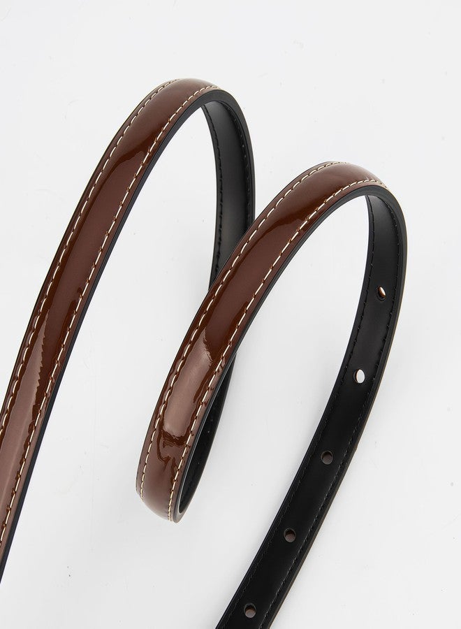 Yuangu Women Skinny Leather Belt for Jeans Pants Dresses Ladies Thin Patent Leather Belt with Gold Buckle (Black, 105cm/Fit Waist 24"-33") - Image 5